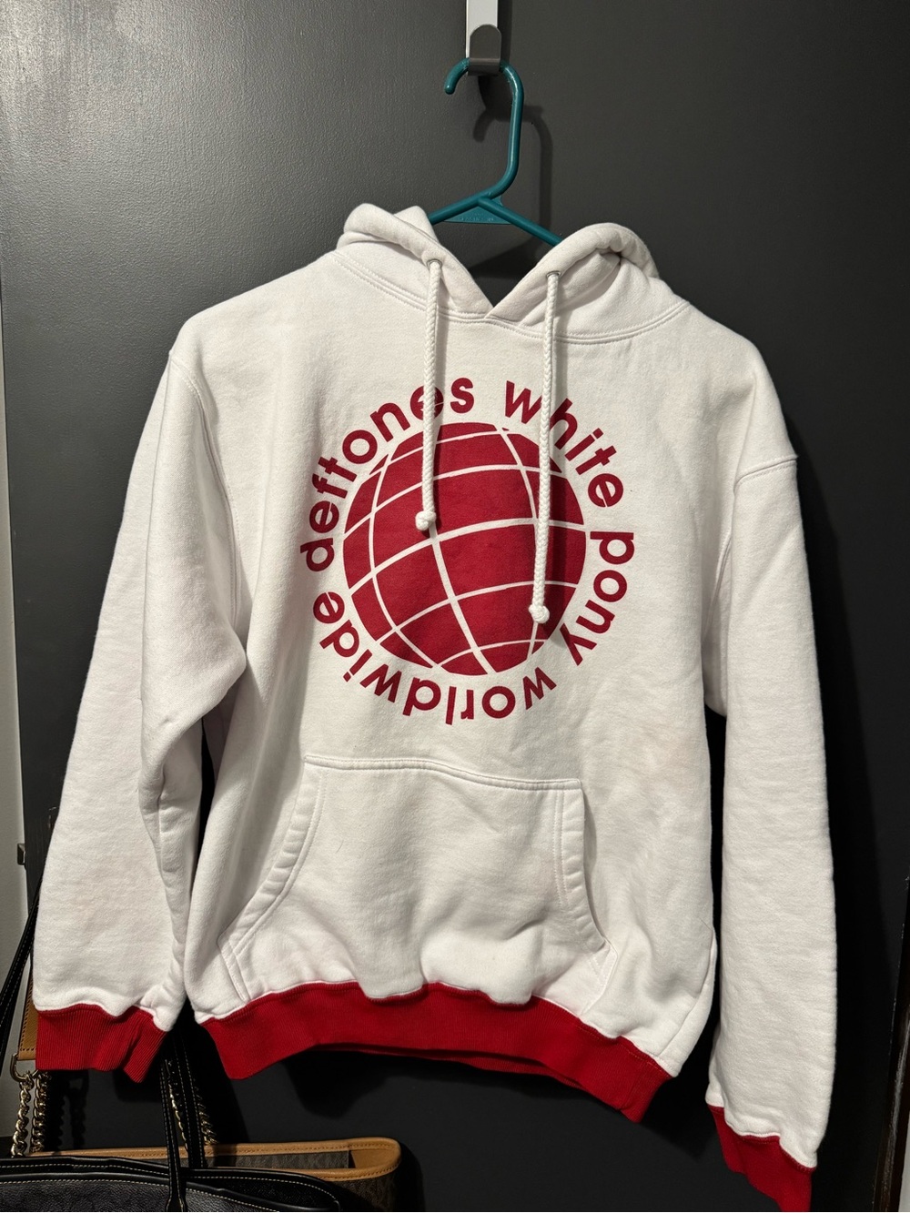 Deftones White Pony WorldWide Logo Hoodie - White/Red